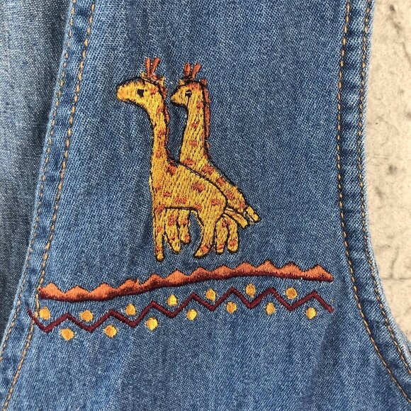 Vintage Way To Go Denim Vest Womens Large Noahs Ark Embroidered Animals 90s Rare - Picture 11 of 15